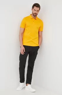 Koszulki męskie - Calvin Klein polo bawełniane kolor pomarańczowy gładki - grafika 1