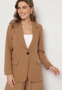 Brązowa Klasyczna Marynarka o Jednorzędowym Kroju z Imitacją Kieszeni Felzeri - Marynarki i żakiety damskie - miniaturka - grafika 1