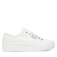 Trampki damskie - Tenisówki Calvin Klein Jeans Vulc Flatform Ctn Logo Tag YW0YW01838 Biały - miniaturka - grafika 1