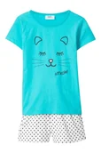 Piżamy dla dziewczynek - bonprix Piżama z krótkimi spodniami z czystej bawełny organicznej (2 części) niebieski - miniaturka - grafika 1