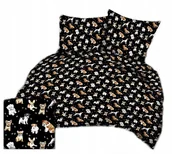 Pościel - pościel bawełna lux 200x200 + 2 poszewka B 307-3 psiaki na czarnym - miniaturka - grafika 1
