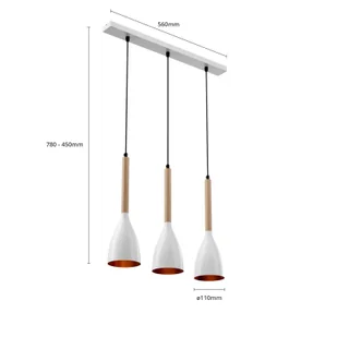 Lampa wisząca Muza 3 x 60 W E27 biała/złota 9108 - Lampy sufitowe - miniaturka - grafika 6