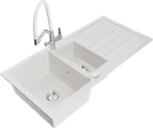 Zlewozmywaki z baterią - Mexen Andres zlewozmywak granitowy 1,5-komorowy z ociekaczem i baterią kuchenną Duo, biały - 6515-20-671701-02 - miniaturka - grafika 1