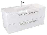Szafki łazienkowe - Szafka Wisząca Z Umywalką ATH 100 cm - Biały Mat - Uchwyty Stal Szczotkowana - miniaturka - grafika 1