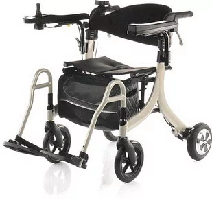 Wielofunkcyjny wózek inwalidzki o napędzie elektrycznym - połączenie wózka z podpórką transportową - dwa moduły sterowania, aluminiowa rama o konstruk - Wózki inwalidzkie - miniaturka - grafika 1