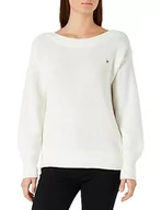 Swetry damskie - Tommy Hilfiger Damski sweter z dzianiny w łódce NK z bawełny prążkowanej, ecru, XL - miniaturka - grafika 1