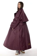 Płaszcze damskie - Płaszcz typu trencz maxi oversize burgundowy - miniaturka - grafika 1