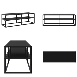 vidaXL Szafka pod TV czarna z czarnym szkłem hartowanym 120x40x40 cm - Szafka pod TV - Szafki pod TV - Szafka pod TV - Stolik pod TV - Szafki RTV - miniaturka - grafika 1