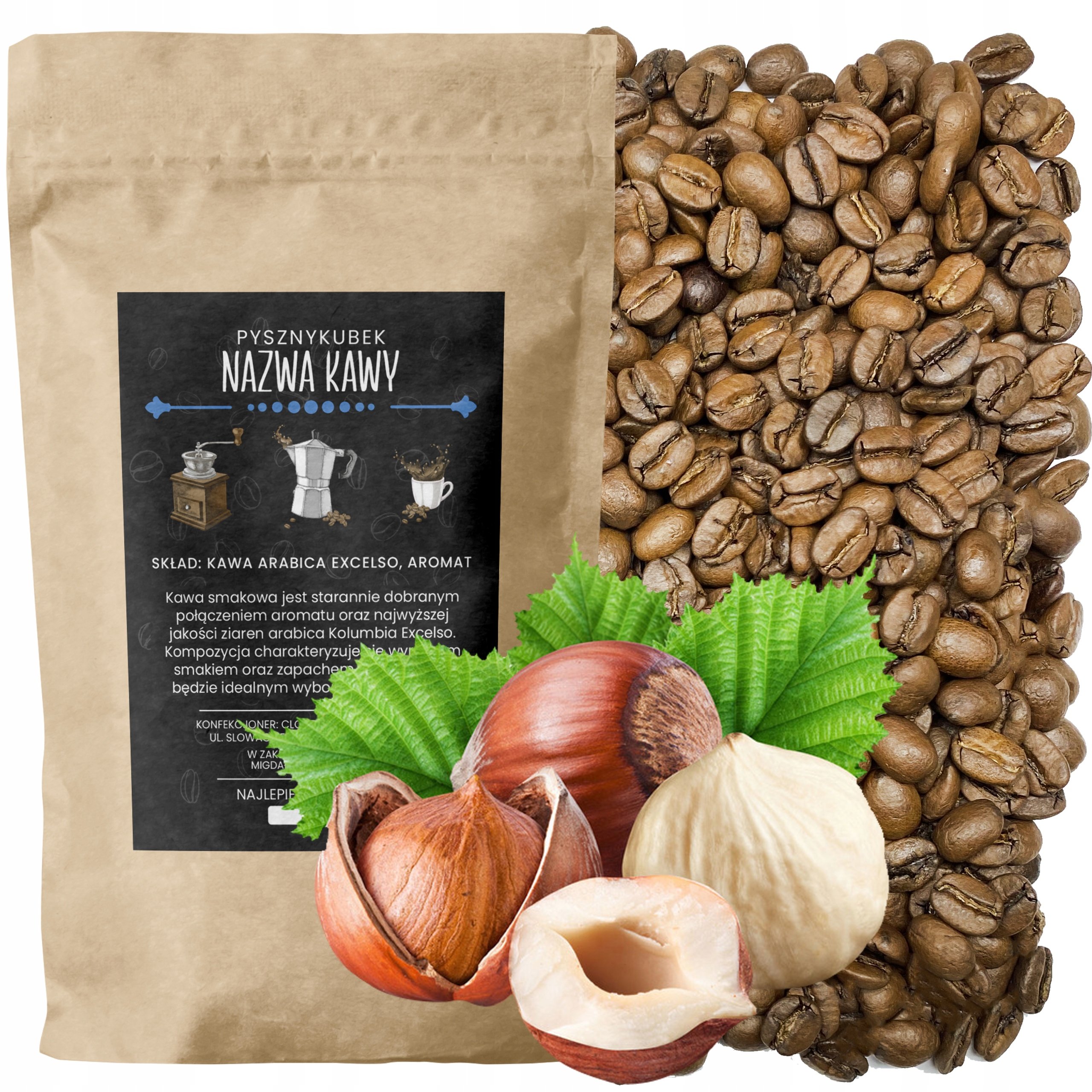 Kawa smakowa Orzech Laskowy 1000G 1KG warabica wybitna