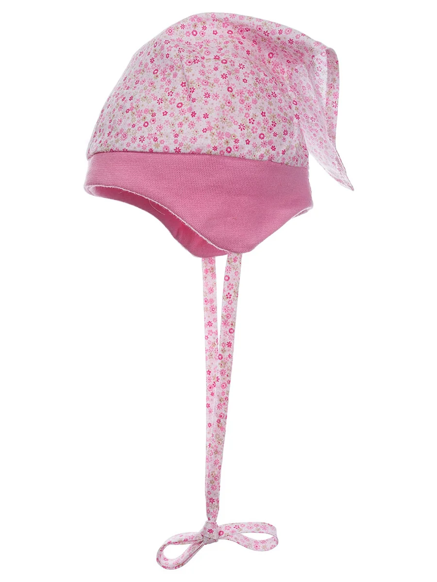 Czapka z chustą w kwiatki różowa Doll r.41