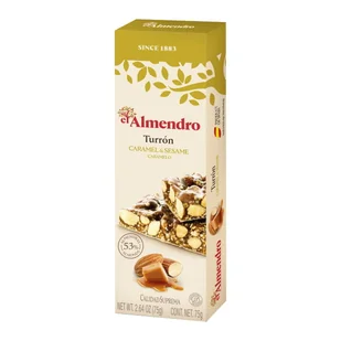 Turron - Chrupiący Nugat Migdałowy z Karmelem i Sezamem 75g - Desery dla dzieci - miniaturka - grafika 1