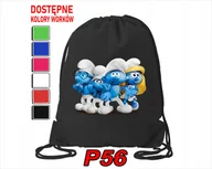 Torby szkolne - WOREK SZKOLNY NA WF BUTY SPORTOWY DLA DZIECKA SMERFY 5 WZORÓW + IMIĘ - miniaturka - grafika 1