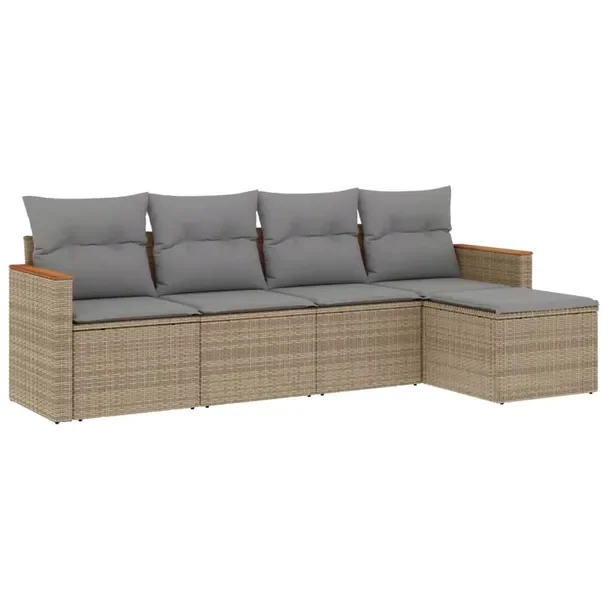 Zestaw mebli ogrodowych modułowych rattan PE beżowy 55 x 62 x 69 cm