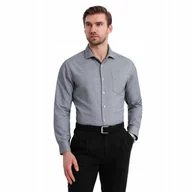 Koszule męskie - Koszula męska z kieszenią szary melanż wygodna Ombre OM-SHCS-0148 V3 r. XXL - miniaturka - grafika 1