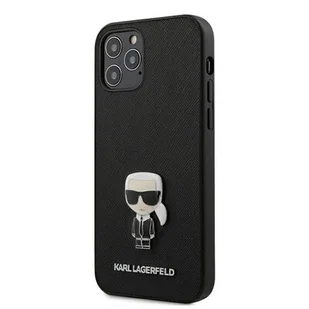 Karl Lagerfeld KLHCP12MIKMSBK iPhone 12 /12 Pro 6,1" czarny/black hardcase Saffiano Ikonik Metal - Etui i futerały do telefonów - miniaturka - grafika 1