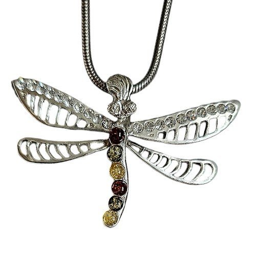 ankabizuteria.pl Zawieszka srebrna WAŻKA z bursztynem i cyrkoniami