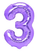 Balony i akcesoria - Balon Foliowy Cyfra 3 Fioletowa 40 " - miniaturka - grafika 1