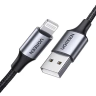 Kable USB - Kabel Lightning do USB UGREEN 2.4A US199, 1m (czarny) - miniaturka - grafika 1