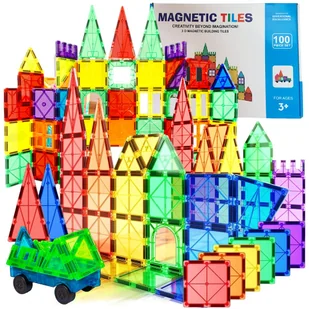 KLOCKI MAGNETYCZNE Duże 3D Magnetic Tiles Konstrukcyjne zestaw XXL 100 el - Klocki - miniaturka - grafika 1