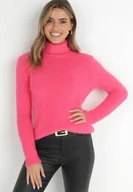 Swetry damskie - Fuksjowy Golf Wełniany Karle - miniaturka - grafika 1