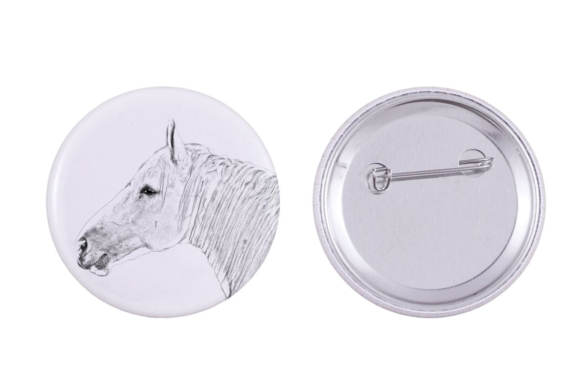 Koń Boulonnais - ozdoba koszuli, przypinka do torby, idealny prezent z możliwościa dodanie swojej grafiki marki Art-Dog