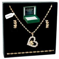 Kolczyki - Złoty Naszyjnik Serce+Kolczyki Z Cyrkoniami Prezent Dla Niej 18K+Dedykacja - miniaturka - grafika 1