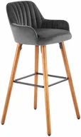 Taborety i hokery - Halmar H93 hoker nogi - orzech, tapicerka - ciemny popiel - miniaturka - grafika 1