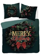 Pościel - Pościel bawełna - Merry Christmas Zieleń-160x200  - 3 cz. - miniaturka - grafika 1