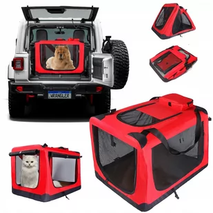 Składana Duża Torba Podróżna dla Psa, Transporter, Legowisko, Kojec, Czerwony 82x58x58cm L - Sprzęt podróżny i transportery dla psów - miniaturka - grafika 1