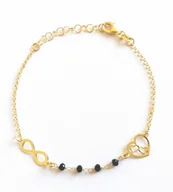 Bransoletki - Srebrna bransoletka pozłacana z serce znak nieskończoności pr925 - miniaturka - grafika 1