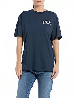 Koszulki i topy damskie - Replay T-shirt damski, 908 Dark Blue, L - grafika 1