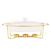 Naczynia żaroodporne - Naczynie do serwowania owalne 1,4 l na podgrzewaczu w kolorze złotym Regular - miniaturka - grafika 1