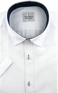 Koszule męskie - Viadi Polo Koszula Męska Elegancka Wizytowa do garnituru gładka biała z krótkim rękawem w kroju SLIM FIT Viadi Polo N482 Koszula N482 - grafika 1