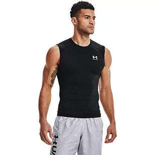 Under Armour Mężczyźni Heatgear Bezrękawnik Sportowy, Biały/Czarny, M - Koszulki sportowe męskie - miniaturka - grafika 1