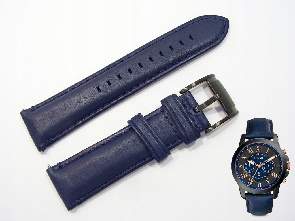 Pasek do zegarka Fossil FS5061 granatowy 22 mm