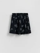 Spodnie i spodenki dla dziewczynek - Reserved - Wzorzyste szorty - czarny - miniaturka - grafika 1