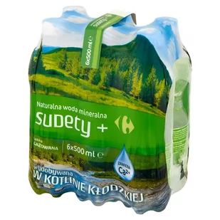 Carrefour Sudety+ Naturalna woda mineralna lekko gazowana 6 x 500 ml - Woda - miniaturka - grafika 1