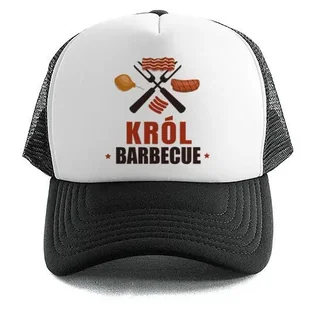 Czapka Czarna Daszek Na Lato KRÓL BARBECUE Wzory - Czapki i chusty sportowe męskie - miniaturka - grafika 1