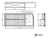 Filtry powietrza - Filtr powietrza Febi Bilstein 101664 - miniaturka - grafika 1