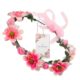 Wianek Opaska do Włosów Na Głowę Kwiaty Róże Mix Różowy OZDOBA Stroik Boho - Ozdoby do włosów - miniaturka - grafika 1