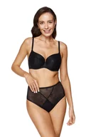 Majtki damskie - Gorteks Figi Cate z wysokim stanem koronkowe Czarny 40 - miniaturka - grafika 1