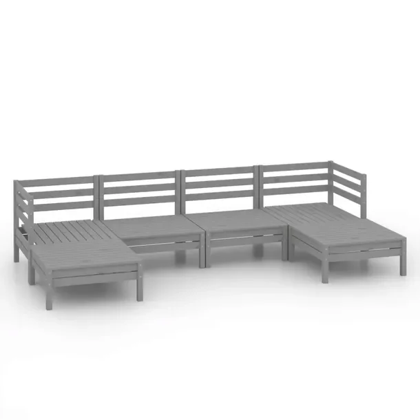 Zestaw Wypoczynkowy z Litego Drewna Sosnowego, Szary, 63,5x63,5x62,5 cm