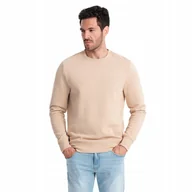 Bluzy męskie - Bawełniana męska bluza dresowa BASIC beżowa V6 OM-SSBN-0159 XXL - miniaturka - grafika 1