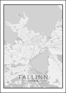 Galeria Plakatu, Plakat, Tallin Mapa Czarno Biała, 21x29,7 cm - Plakaty - miniaturka - grafika 1