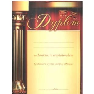Dyplom Konkurs Recytatorski A4 - artykuł papierniczy - Dyplomy i okładki - miniaturka - grafika 1