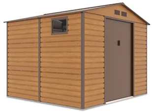 Domek narzędziowy MONTREAL 277x259 cm metalowy Oak Brown nowoczesna szopa ogrodowa z oknami na narzędzia, pojemny Hardmaister - Altany ogrodowe - miniaturka - grafika 1