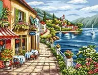 Pasmanteria - Ariadna, kanwa z nadrukiem nad brzegiem jeziora 8028 - miniaturka - grafika 1