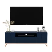 Szafki RTV - Granatowa stojąca szafka na TV z lamelami N7-S02 - miniaturka - grafika 1