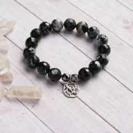 Bransoletki - Róża : stal szlachetna : agat czarny 12mm - miniaturka - grafika 1