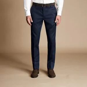 Charles Tyrwhitt Smart Stretch Texture Pants — Denim Blue - Spodnie męskie - miniaturka - grafika 1